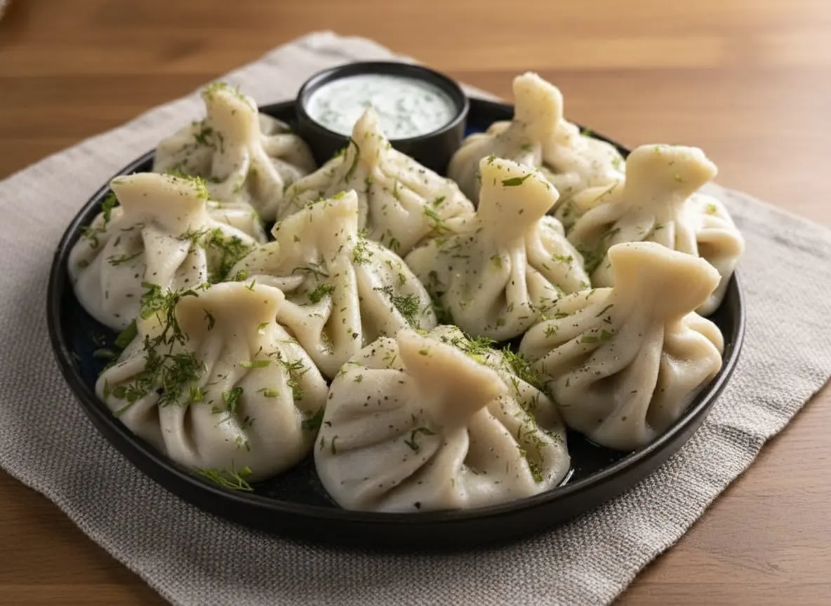 Handmade khinkali dumplings